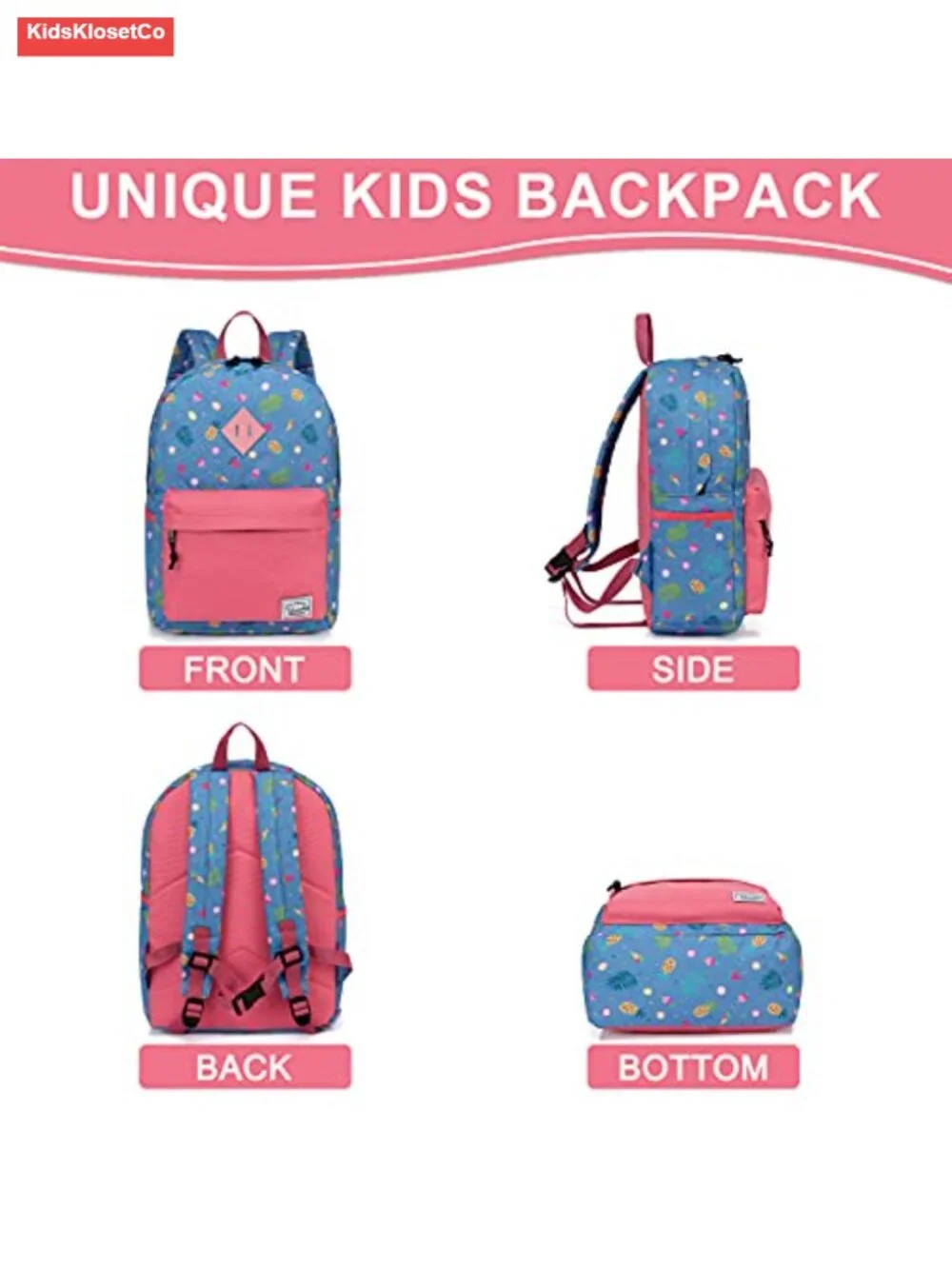 Kids Backpack Water Resistant Lightweight Small Schoolbag with Chest Strap